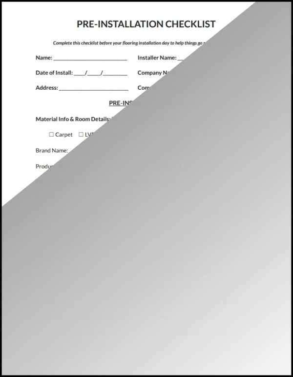 Before Installation Checklist